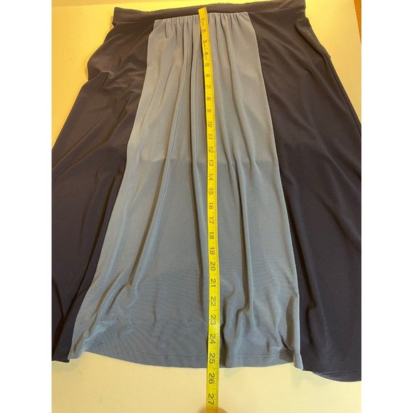 Chaps Dress Women Size Medium Midi Length Grecian Draped Bodice Blue On Blue - Picture 14 of 15